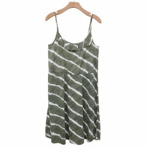 Loft Dress Womens Medium Green Tie Dye Knit Sleeveless Ruffle Lagenlook Beachy